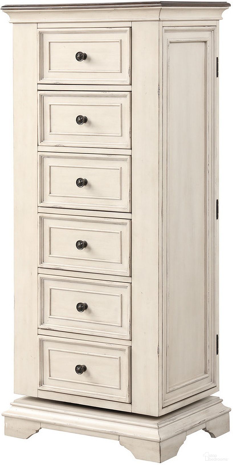 The appearance of Anastasia Lingerie Swivel Chest with Mirror In Antique White designed by New Classic in the traditional interior design. This antique white piece of furniture was selected by 1StopBedrooms from Anastasia Collection to add a touch of cosiness and style into your home. Sku: B1731-079. Material: Wood.