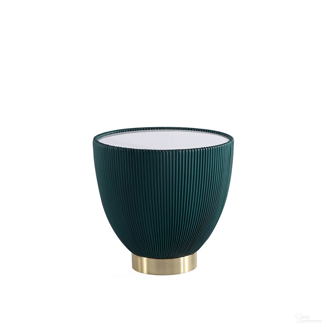 The appearance of Anderson Ceramic Faux Marble Tabletop End Table In Green designed by Manhattan Comfort in the modern / contemporary interior design. This green piece of furniture  was selected by 1StopBedrooms from Anderson Collection to add a touch of cosiness and style into your home. Sku: ET005-GR. Material: Stainless Steel.
