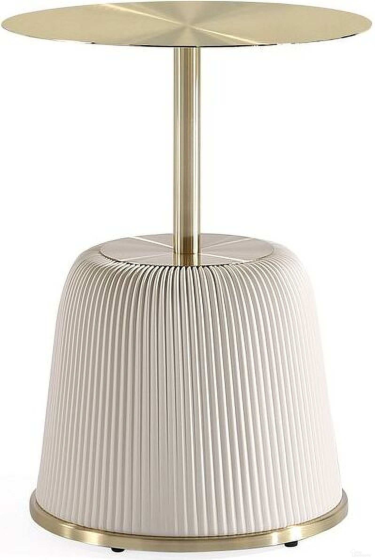 The appearance of Anderson End Table In Cream and Gold designed by Manhattan Comfort in the modern / contemporary interior design. This cream piece of furniture  was selected by 1StopBedrooms from Anderson Collection to add a touch of cosiness and style into your home. Sku: ET004-CR. Material: Stainless Steel.