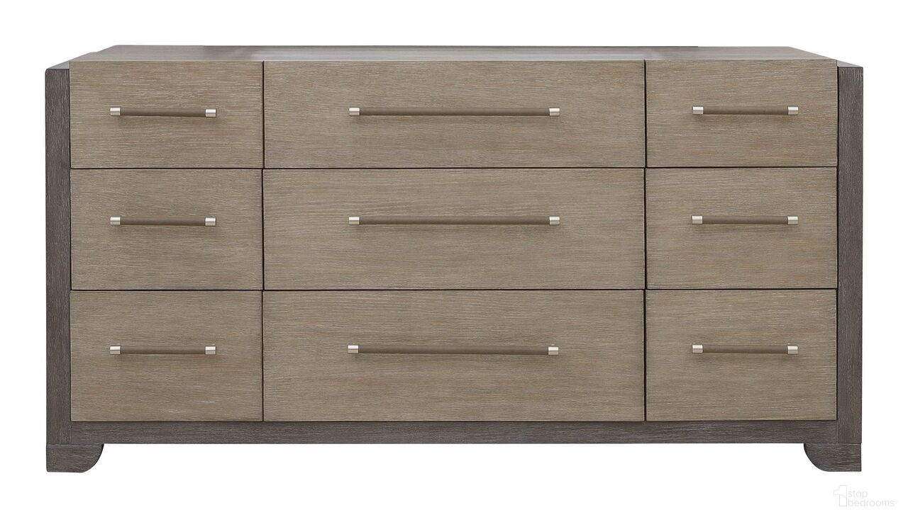 The appearance of Anderson Park 9 Drawer Dresser In Moose Trail and Frontier Brown designed by Pulaski in the modern / contemporary interior design. This moose trail/frontier brown piece of furniture was selected by 1StopBedrooms from Anderson Park Collection to add a touch of cosiness and style into your home. Sku: P402100. Material: Solid Rubberwood.