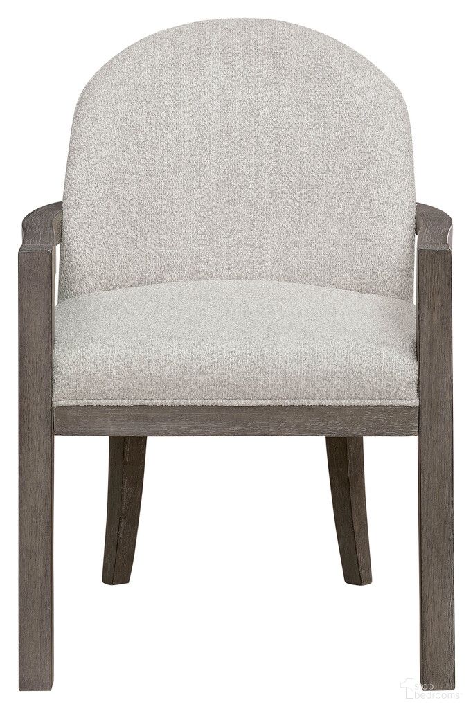 The appearance of Anderson Park Upholstered Host Chair In Moose Trail and Frontier Brown designed by Pulaski in the modern / contemporary interior design. This moose trail/frontier brown piece of furniture was selected by 1StopBedrooms from Anderson Park Collection to add a touch of cosiness and style into your home. Sku: P402275. Chair Type: Arm Chair. Material: Solid Rubberwood.