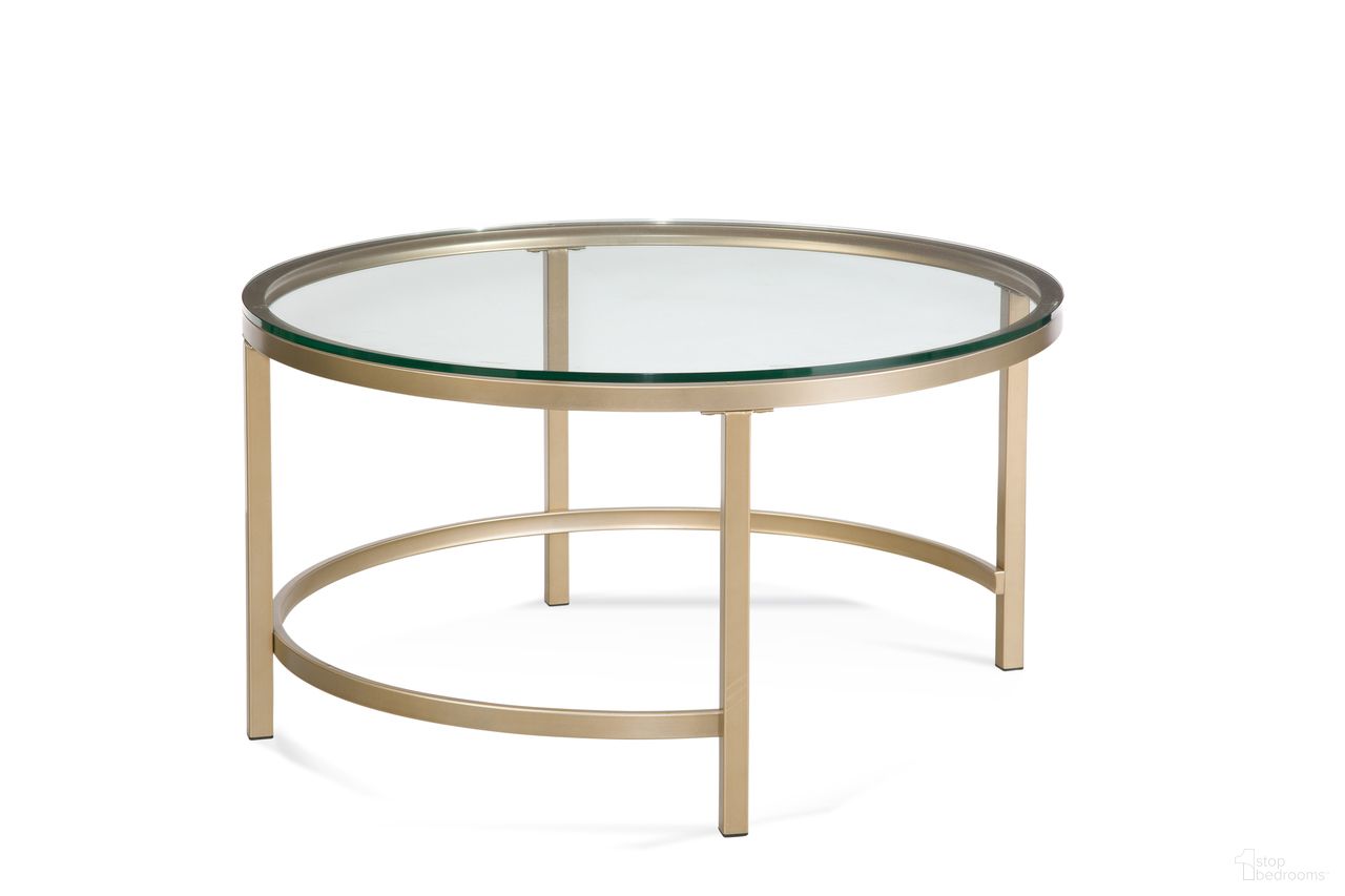 The appearance of Anderson Round Coffee In Antique Gold designed by Bassett Mirror Company in the modern / contemporary interior design. This antique gold piece of furniture  was selected by 1StopBedrooms from Anderson Collection to add a touch of cosiness and style into your home. Sku: 7000-LR-120. Material: Metal.