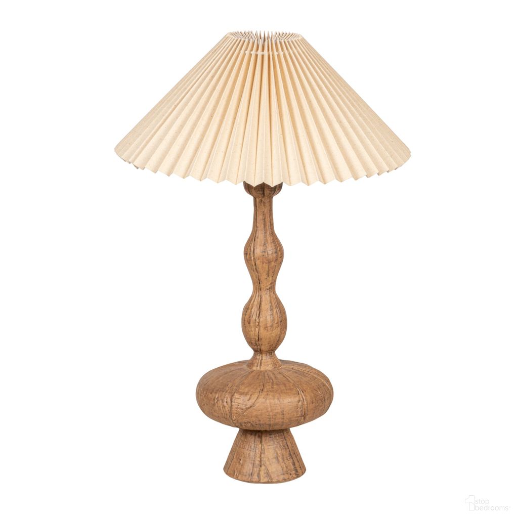 The appearance of Andi Resin Lamp with Pleated Shade In Brown designed by Rowena Interiors in the traditional interior design. This brown piece of furniture  was selected by 1StopBedrooms from Andi Collection to add a touch of cosiness and style into your home. Sku: EC2049. Material: Resin.
