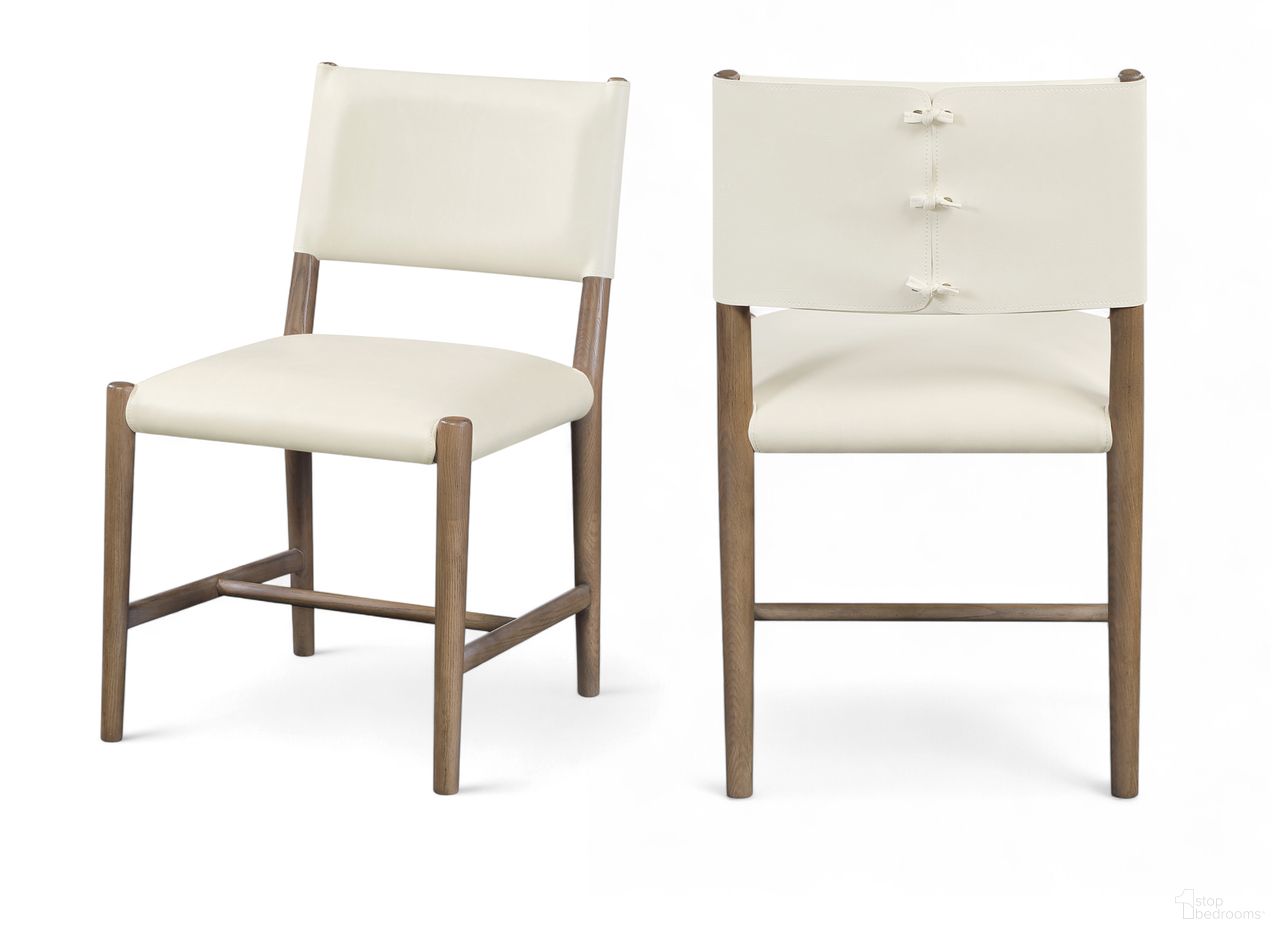 Andie Vegan Leather Upholstered Dining Chair Set of 2 In Cream and Stained Brown