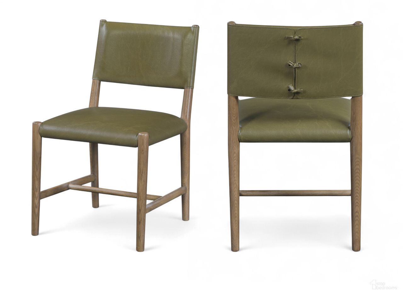 The appearance of Andie Vegan Leather Upholstered Dining Chair Set of 2 In Olive and Stained Brown designed by Meridian in the modern / contemporary interior design. This olive/stained brown piece of furniture was selected by 1StopBedrooms from Andie Collection to add a touch of cosiness and style into your home. Sku: 88075Olive-C. Material: Vegan Leather. Chair Type: Side Chair.