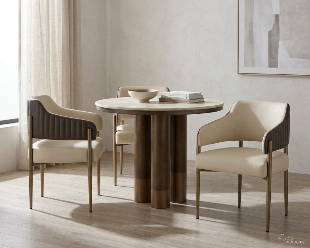 Andina 36 Inch Andina Bistro Table Set In Greige and Bronze