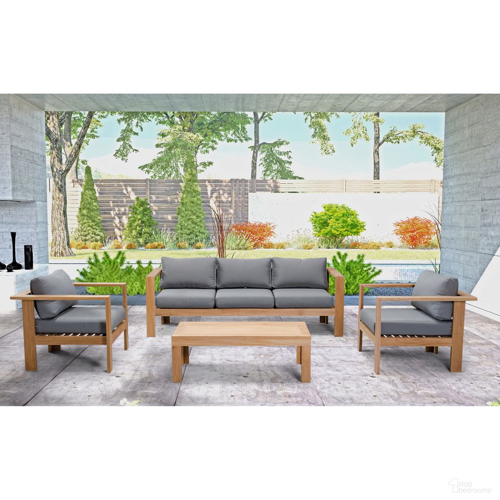 The appearance of Ando 4 Piece Club Chair Set In Canvas Charcoal and Teak designed by Harmonia Living in the modern / contemporary interior design. This canvas charcoal/teak piece of furniture  was selected by 1StopBedrooms from Ando Collection to add a touch of cosiness and style into your home. Sku: HL-ANDO-TK-4CCS-CC. Material: Teak.
