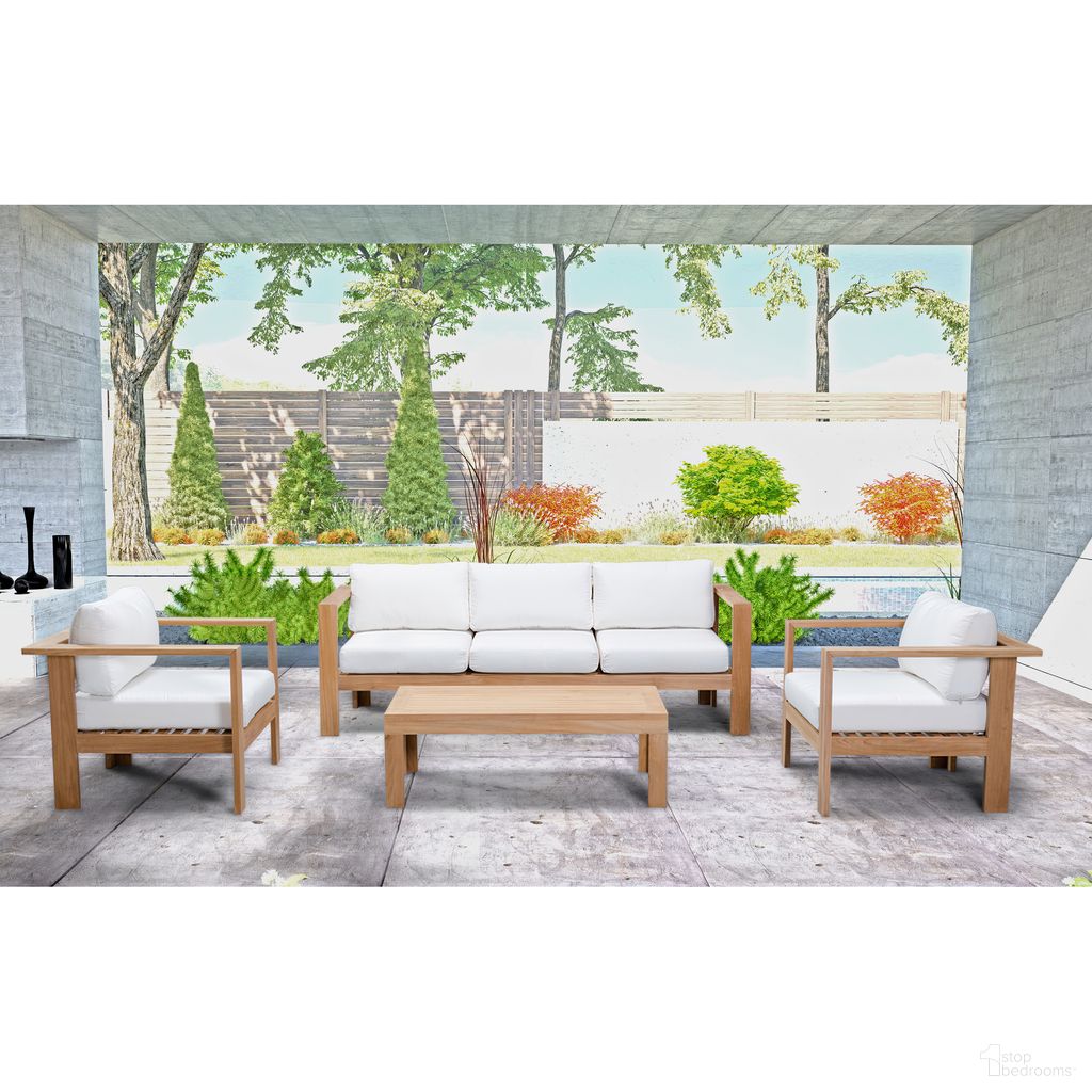 The appearance of Ando 4 Piece Club Chair Set In Canvas Natural and Teak designed by Harmonia Living in the modern / contemporary interior design. This canvas natural/teak piece of furniture  was selected by 1StopBedrooms from Ando Collection to add a touch of cosiness and style into your home. Sku: HL-ANDO-TK-4CCS-CN. Material: Teak.