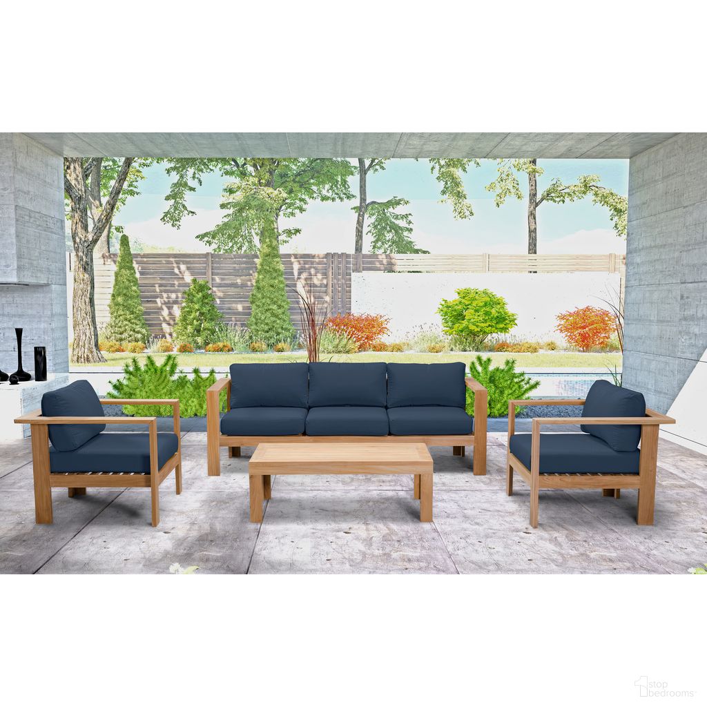 The appearance of Ando 4 Piece Club Chair Set In Spectrum Indigo and Teak designed by Harmonia Living in the modern / contemporary interior design. This spectrum indigo/teak piece of furniture was selected by 1StopBedrooms from Ando Collection to add a touch of cosiness and style into your home. Sku: HL-ANDO-TK-4CCS-IN. Material: Teak.