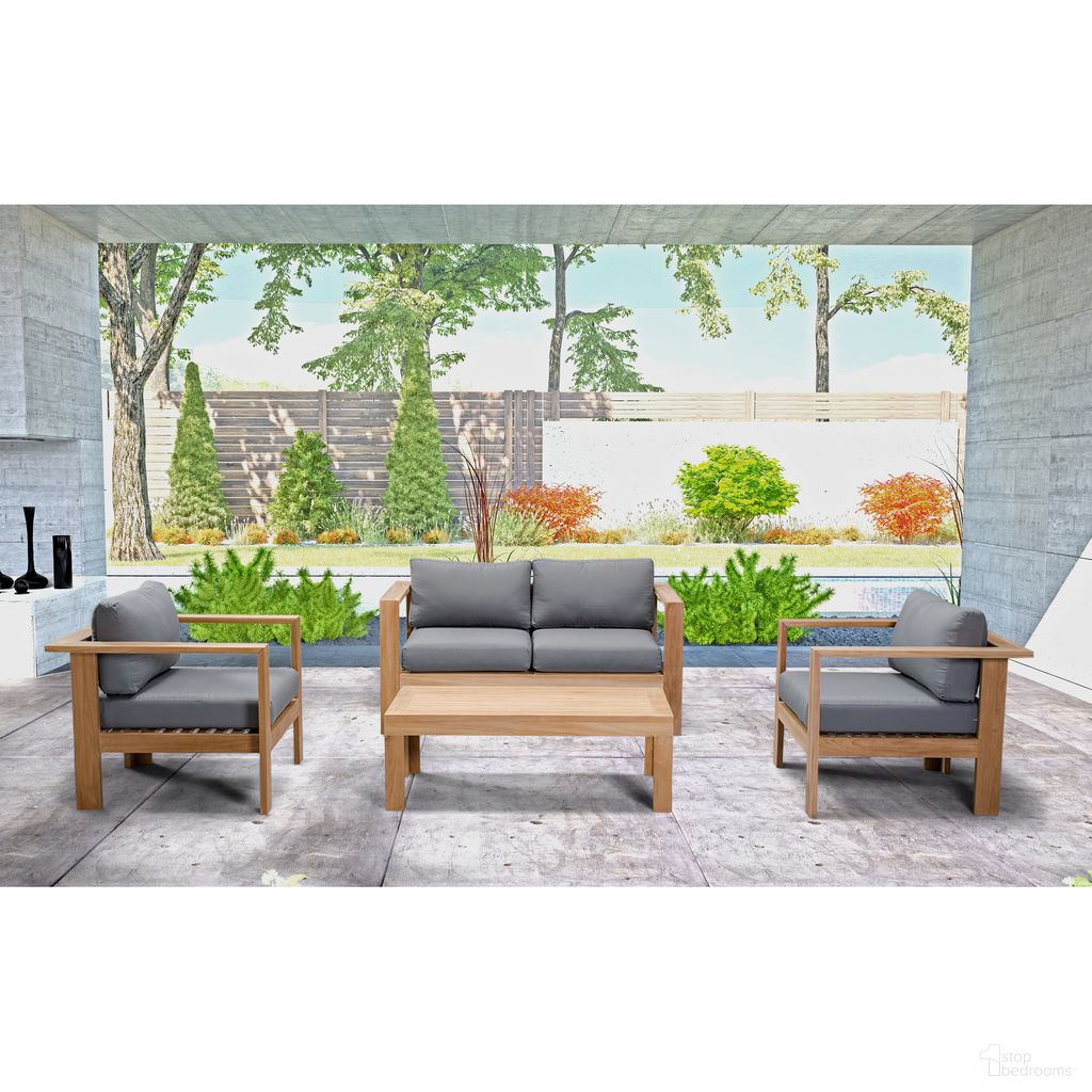 The appearance of Ando 4 Piece Loveseat Set In Canvas Charcoal and Teak designed by Harmonia Living in the modern / contemporary interior design. This canvas charcoal/teak piece of furniture  was selected by 1StopBedrooms from Ando Collection to add a touch of cosiness and style into your home. Sku: HL-ANDO-TK-4LSS-CC. Material: Teak.