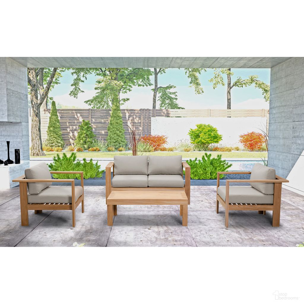 The appearance of Ando 4 Piece Loveseat Set In Cast Silver and Teak designed by Harmonia Living in the modern / contemporary interior design. This cast silver/teak piece of furniture  was selected by 1StopBedrooms from Ando Collection to add a touch of cosiness and style into your home. Sku: HL-ANDO-TK-4LSS-CS. Material: Teak.