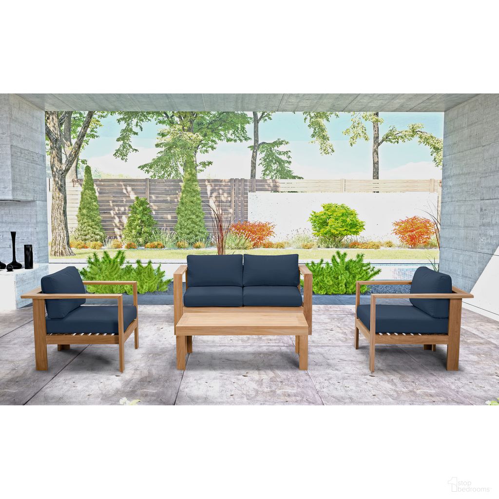The appearance of Ando 4 Piece Loveseat Set In Spectrum Indigo and Teak designed by Harmonia Living in the modern / contemporary interior design. This spectrum indigo/teak piece of furniture  was selected by 1StopBedrooms from Ando Collection to add a touch of cosiness and style into your home. Sku: HL-ANDO-TK-4LSS-IN. Material: Teak.