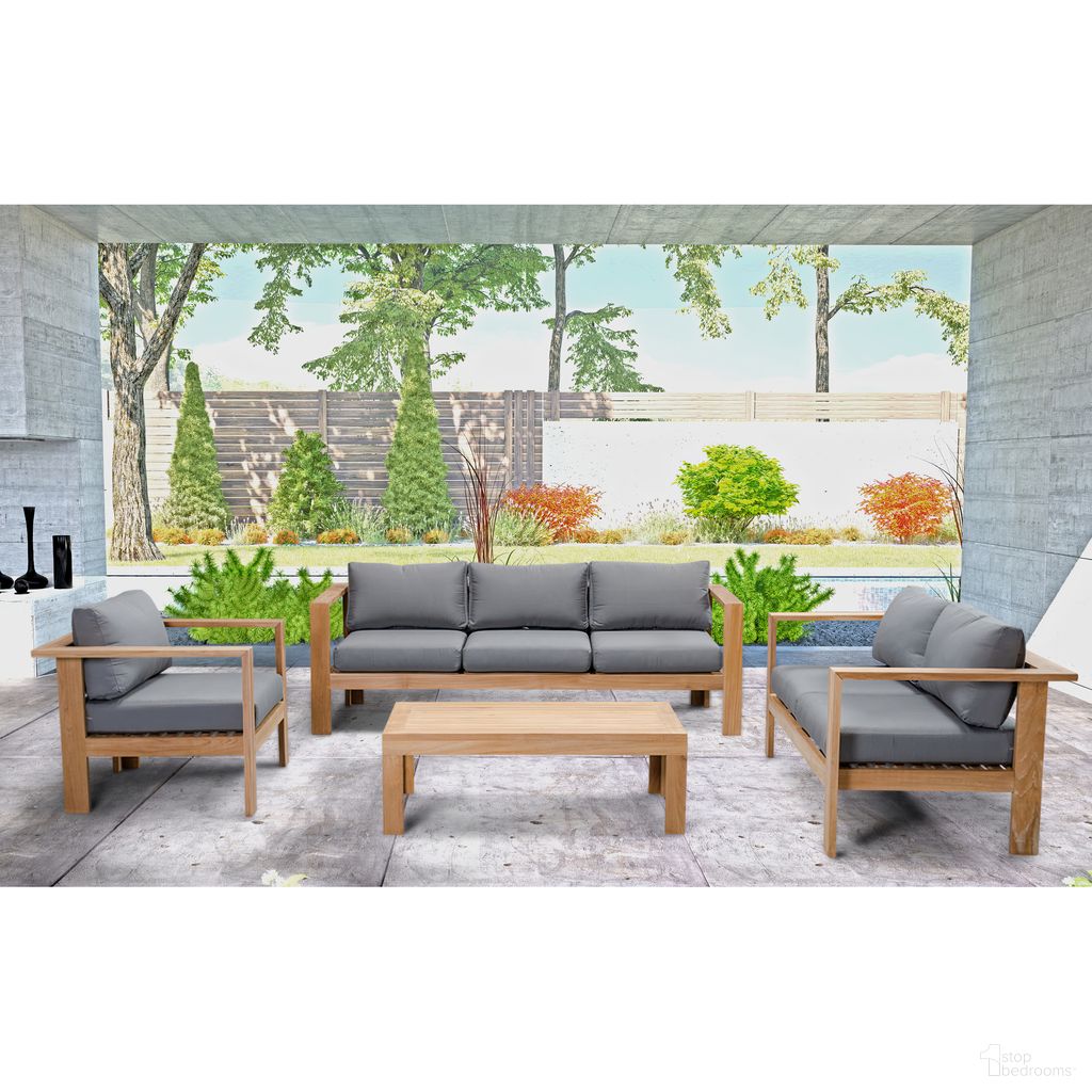 The appearance of Ando 4 Piece Sofa Set In Canvas Charcoal and Teak designed by Harmonia Living in the modern / contemporary interior design. This canvas charcoal/teak piece of furniture was selected by 1StopBedrooms from Ando Collection to add a touch of cosiness and style into your home. Sku: HL-ANDO-TK-4SS-CC. Material: Teak.