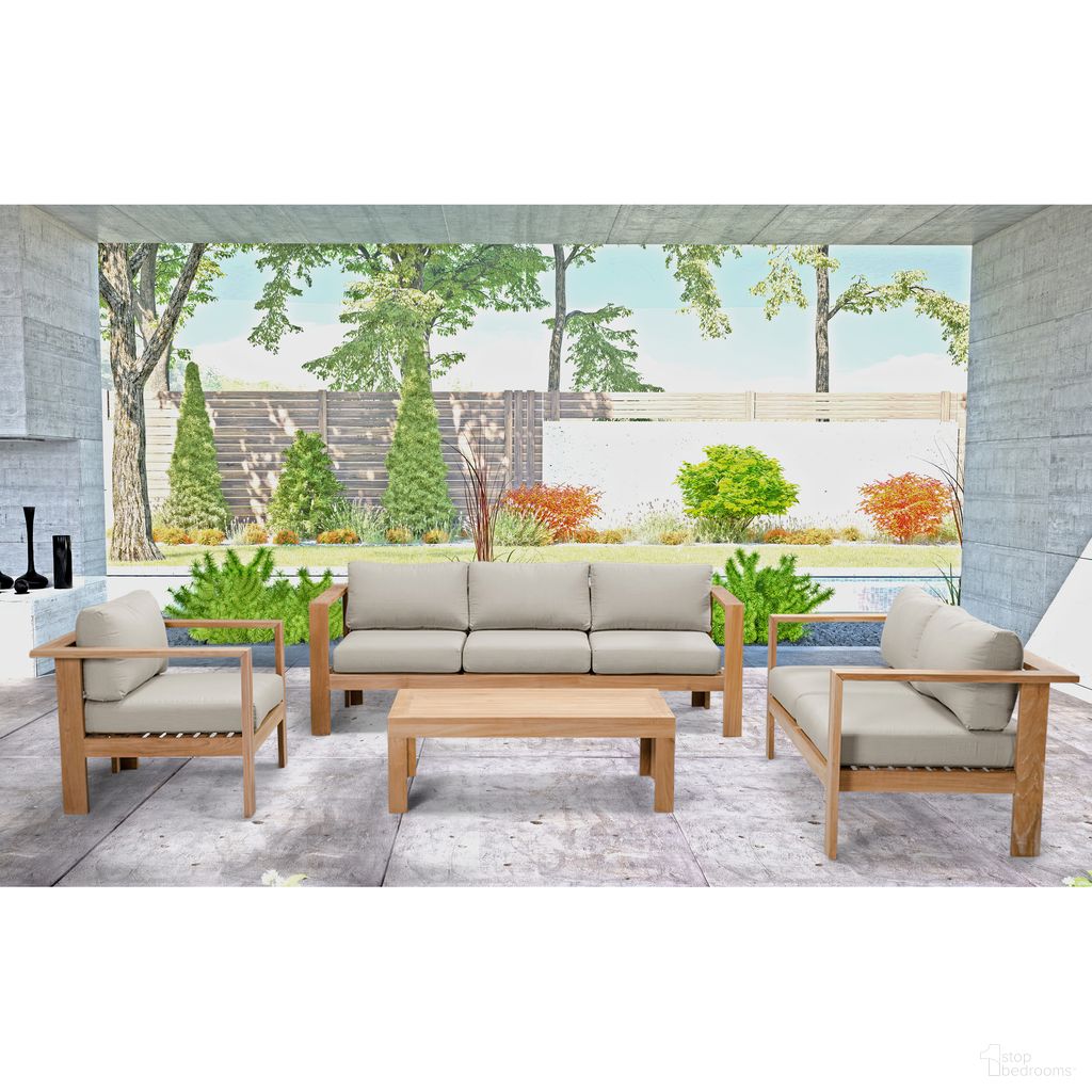 The appearance of Ando 4 Piece Sofa Set In Cast Silver and Teak designed by Harmonia Living in the modern / contemporary interior design. This cast silver/teak piece of furniture  was selected by 1StopBedrooms from Ando Collection to add a touch of cosiness and style into your home. Sku: HL-ANDO-TK-4SS-CS. Material: Teak.