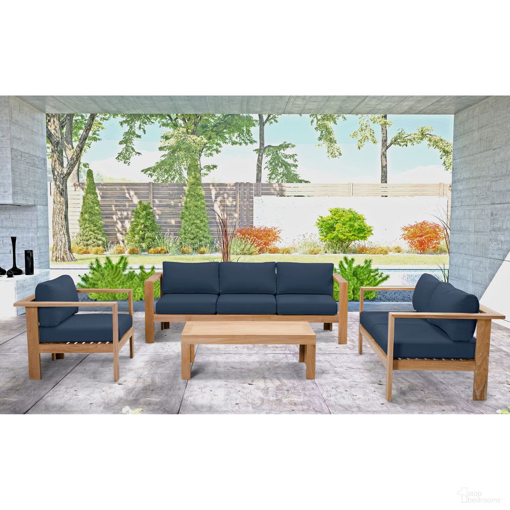 The appearance of Ando 4 Piece Sofa Set In Spectrum Indigo and Teak designed by Harmonia Living in the modern / contemporary interior design. This spectrum indigo/teak piece of furniture  was selected by 1StopBedrooms from Ando Collection to add a touch of cosiness and style into your home. Sku: HL-ANDO-TK-4SS-IN. Material: Teak.