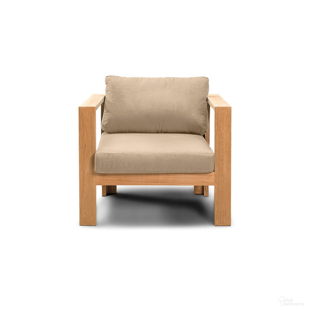 Ando Club Chair In Heather Beige and Teak