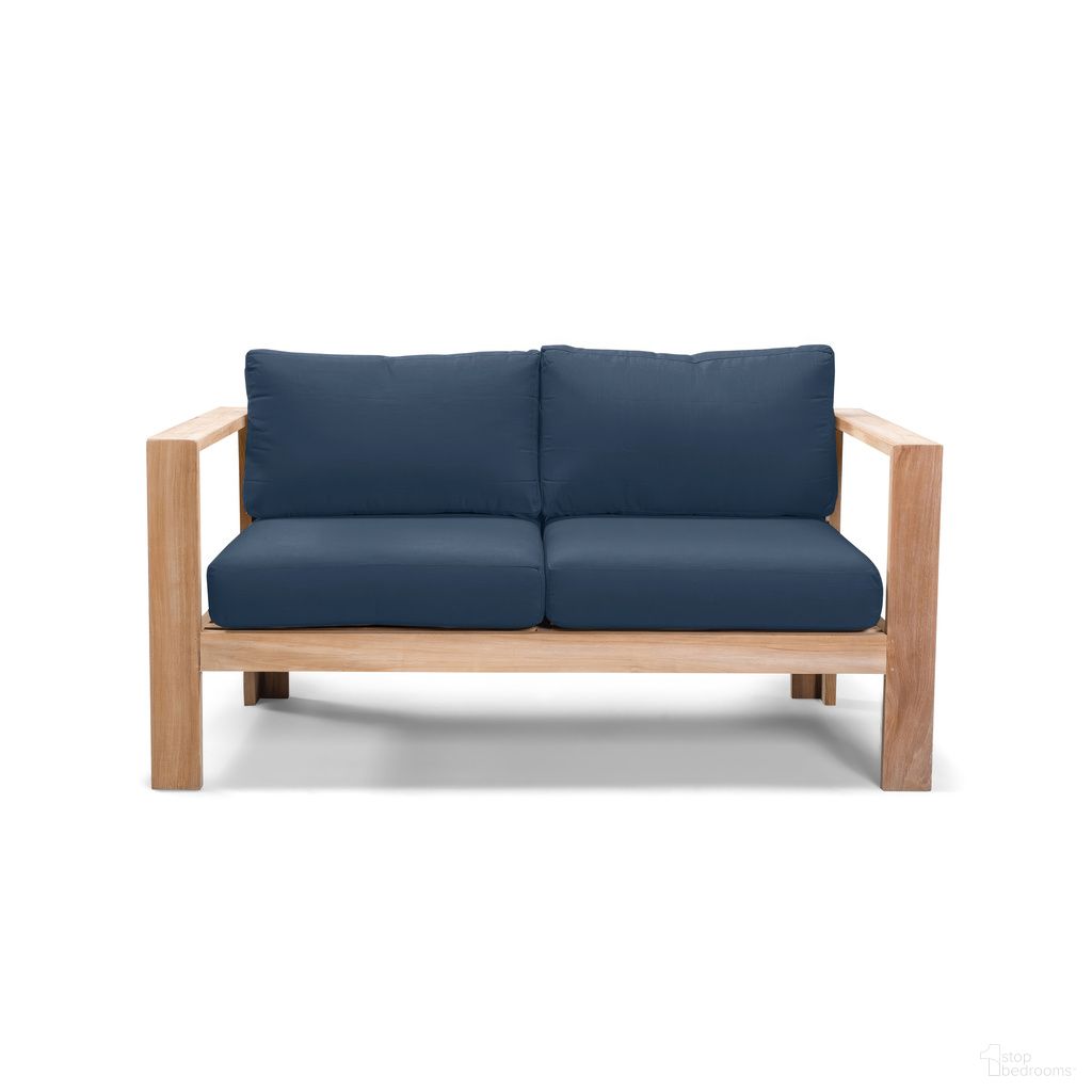 The appearance of Ando Loveseat In Spectrum Indigo and Teak designed by Harmonia Living in the modern / contemporary interior design. This spectrum indigo/teak piece of furniture  was selected by 1StopBedrooms from Ando Collection to add a touch of cosiness and style into your home. Sku: HL-ANDO-TK-LS-IN. Material: Teak.