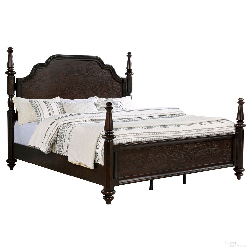 Andover 63 Inch Four Poster Eastern King Bed In Dark Oak