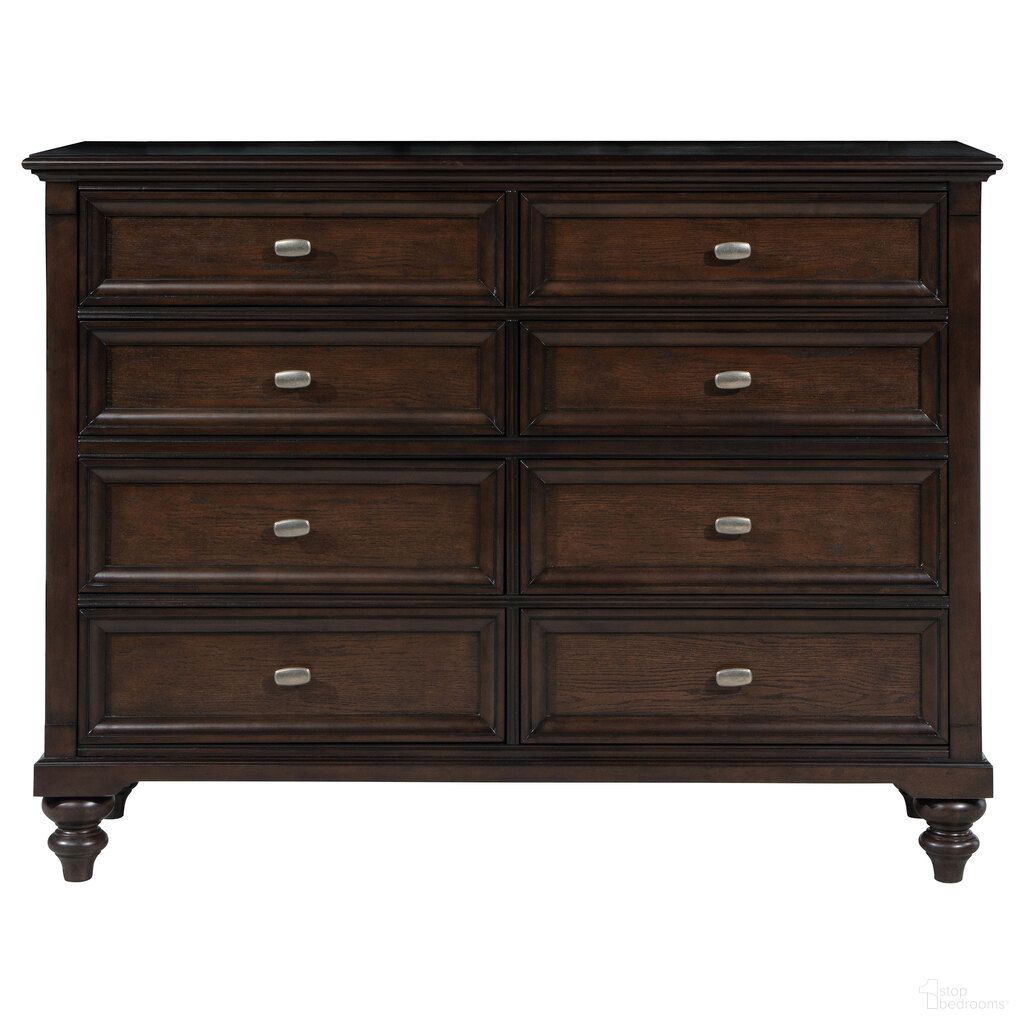 Andover 8-Drawer Dresser Cabinet In Dark Oak
