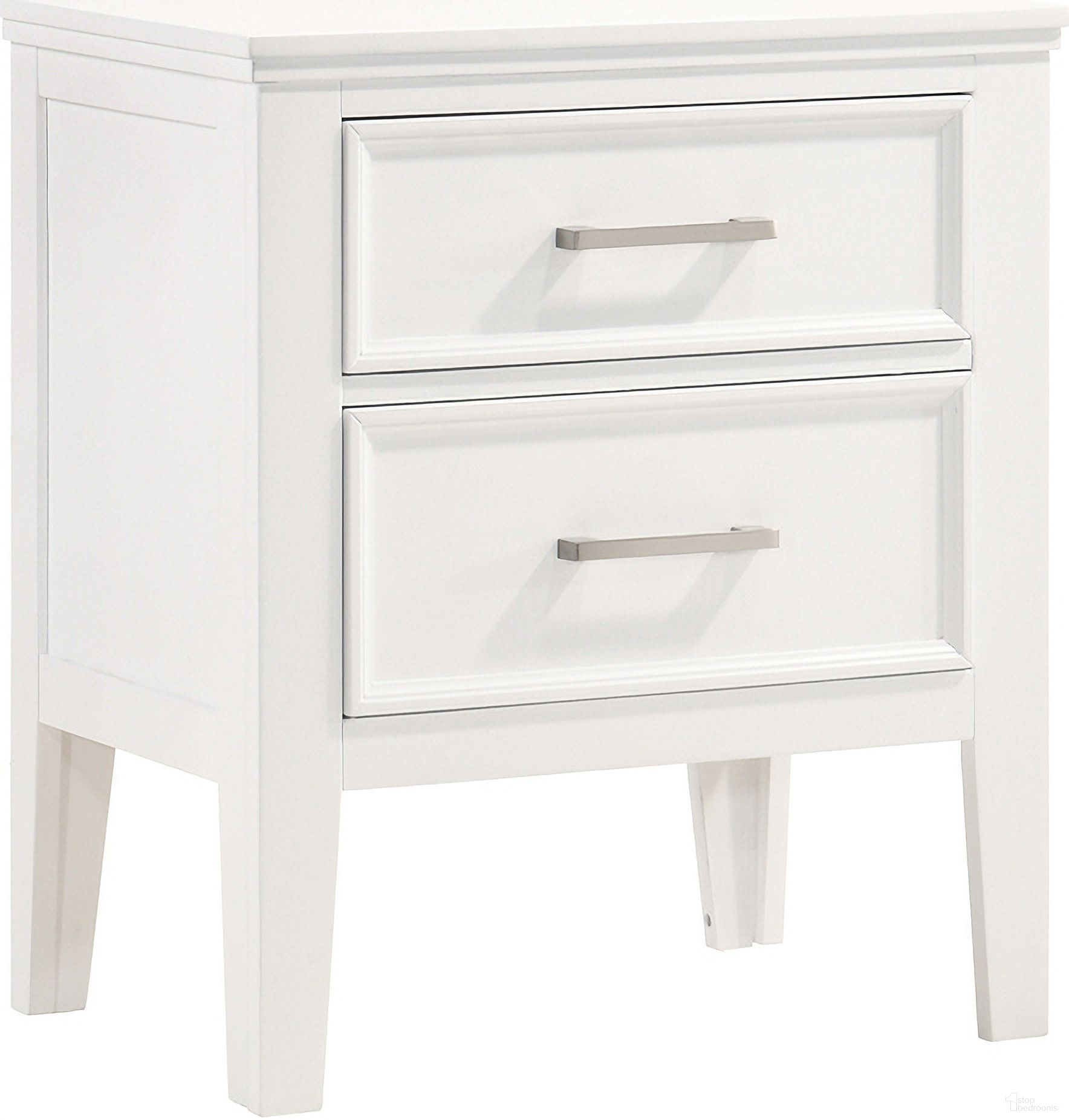 The appearance of Andover Nightstand In White designed by New Classic in the transitional interior design. This white piece of furniture  was selected by 1StopBedrooms from Andover Collection to add a touch of cosiness and style into your home. Sku: B677W-040. Material: Wood.