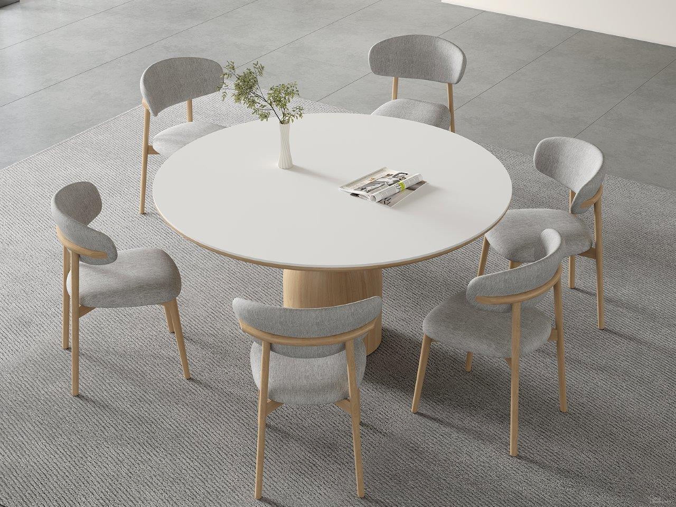 The appearance of Andrea 53 Inch Round Dining Room Set with Oak Base And Ceramic Top In White designed by Casabianca Home in the modern / contemporary interior design. This white piece of furniture was selected by 1StopBedrooms from Andrea Collection to add a touch of cosiness and style into your home. Sku: CB-8604-53;CB-CH8604-SET2. Table Top Shape: Round. Material: MDF. Size: 53".