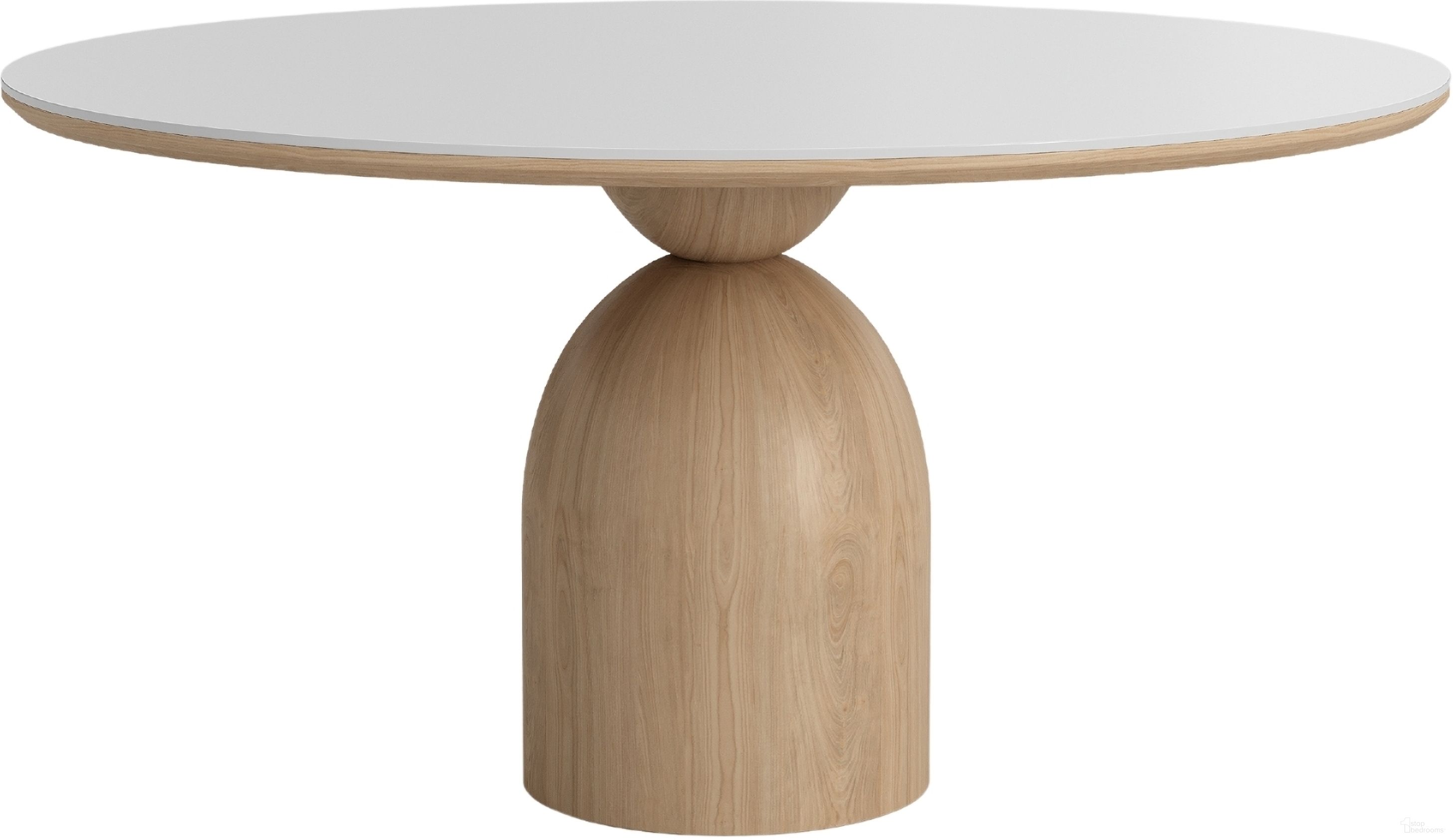 The appearance of Andrea 53 Inch Round Dining Table with Oak Base And Ceramic Top In White designed by Casabianca Home in the modern / contemporary interior design. This white piece of furniture was selected by 1StopBedrooms from Andrea Collection to add a touch of cosiness and style into your home. Sku: CB-8604-53. Table Base Style: Pedestal. Table Top Shape: Round. Material: MDF. Size: 53".