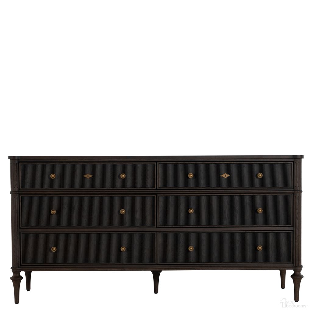 The appearance of Andrea Dresser In Dark Stained Oak and Antique Brass designed by Gabby in the transitional interior design. This dark stained oak/antique brass piece of furniture  was selected by 1StopBedrooms from Andrea Collection to add a touch of cosiness and style into your home. Sku: SCH-175636. Material: Solid Oak.