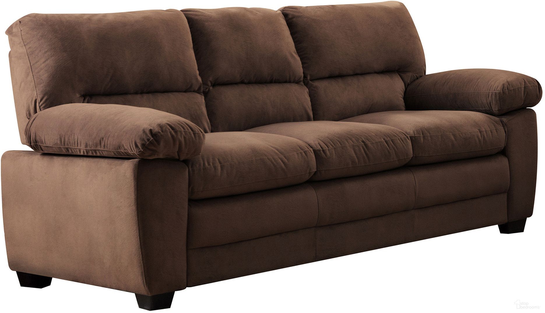 The appearance of Andres Living Room Plush Velvet-Like Upholstered Sofa In Brown designed by AC Pacific in the modern / contemporary interior design. This brown piece of furniture  was selected by 1StopBedrooms from Andres Collection to add a touch of cosiness and style into your home. Sku: ANDRES-BROWN-SOFA. Material: Polyester.