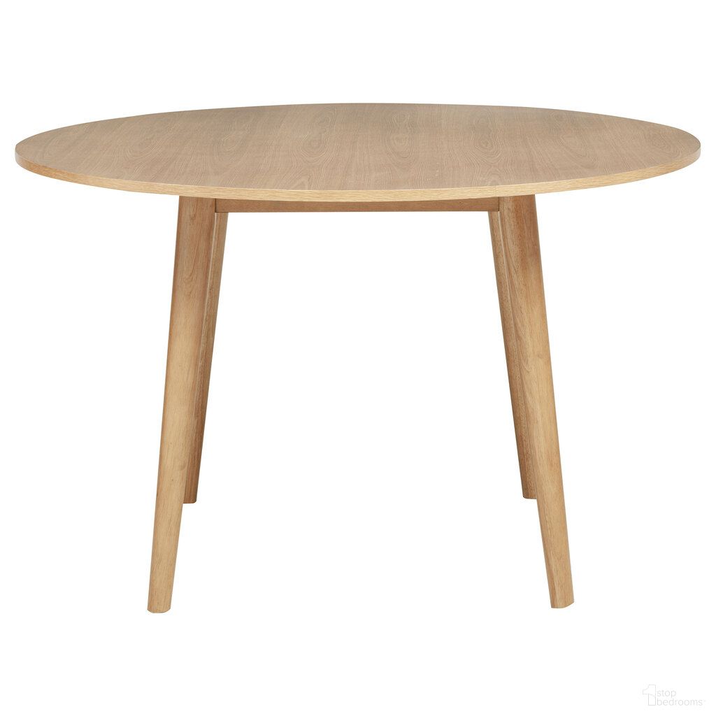 The appearance of Andrews 48-Inch Round Wood Dining Room Table In Light Ash designed by Coaster in the transitional interior design. This light ash piece of furniture was selected by 1StopBedrooms from Andrews Collection to add a touch of cosiness and style into your home. Sku: 122500. Table Base Style: Legs. Table Top Shape: Round. Material: Rubberwood. Size: 48".