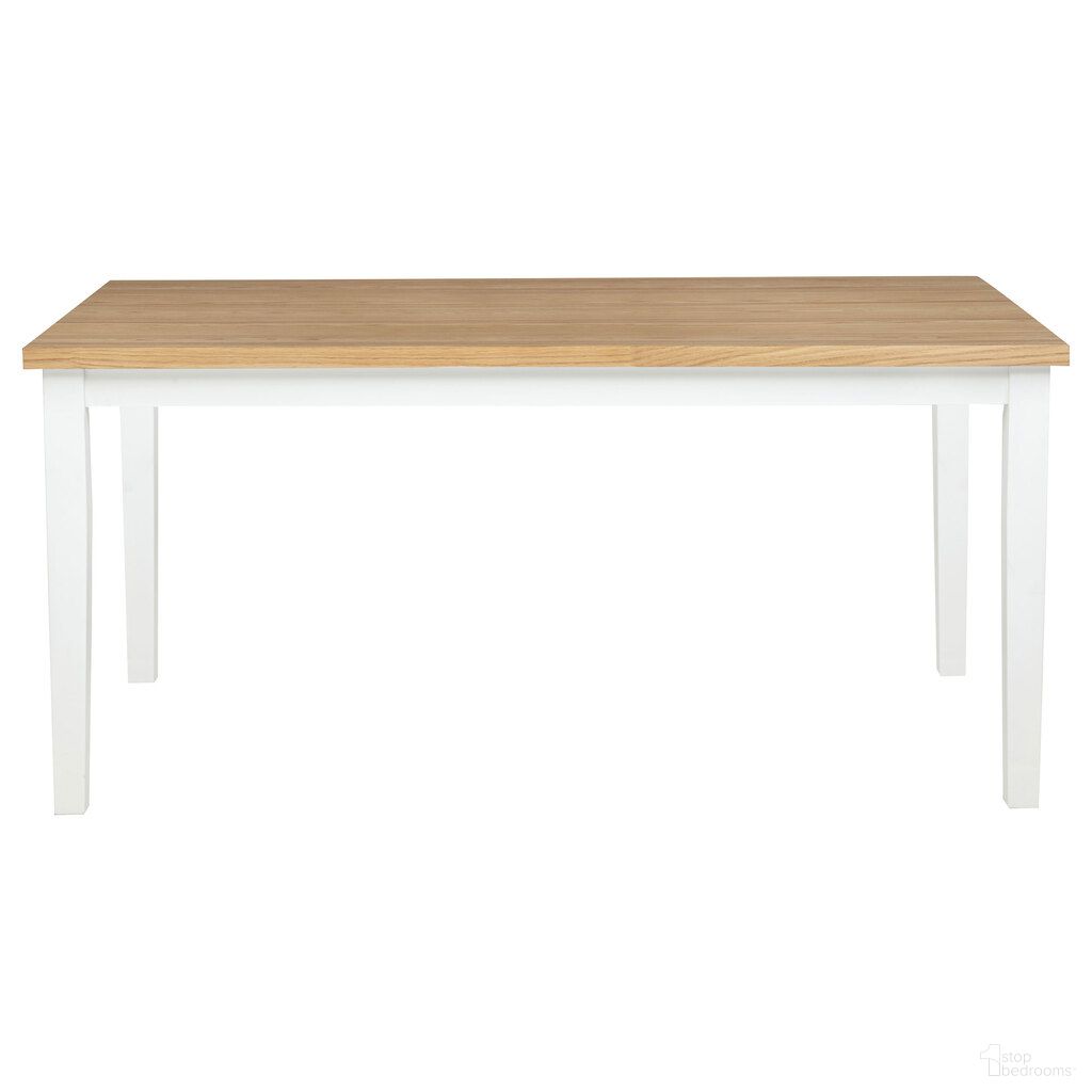 The appearance of Andrews 66-Inch Rectangular Dining Table In Light Ash and White designed by Coaster in the transitional interior design. This light ash and white piece of furniture was selected by 1StopBedrooms from Andrews Collection to add a touch of cosiness and style into your home. Sku: 122501. Table Base Style: Legs. Table Top Shape: Rectangular. Material: Rubberwood. Size: 38" x 66".