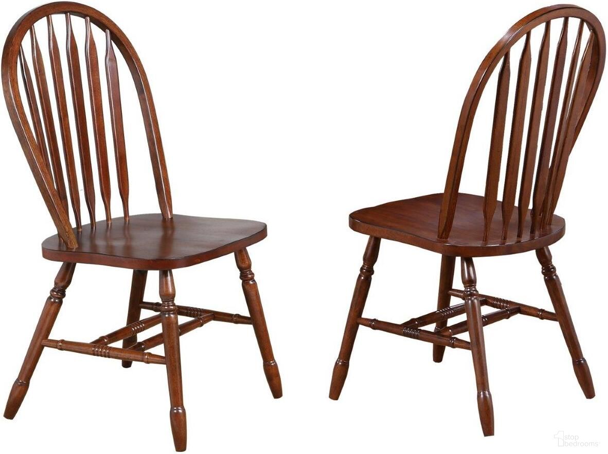 The appearance of Andrews Arrowback Chestnut Brown Dining Chair Set of 2 designed by Sunset Trading in the modern / contemporary interior design. This chestnut brown piece of furniture  was selected by 1StopBedrooms from Andrews Collection to add a touch of cosiness and style into your home. Sku: DLU-820-CT-2. Material: Wood. Chair Type: Side Chair.