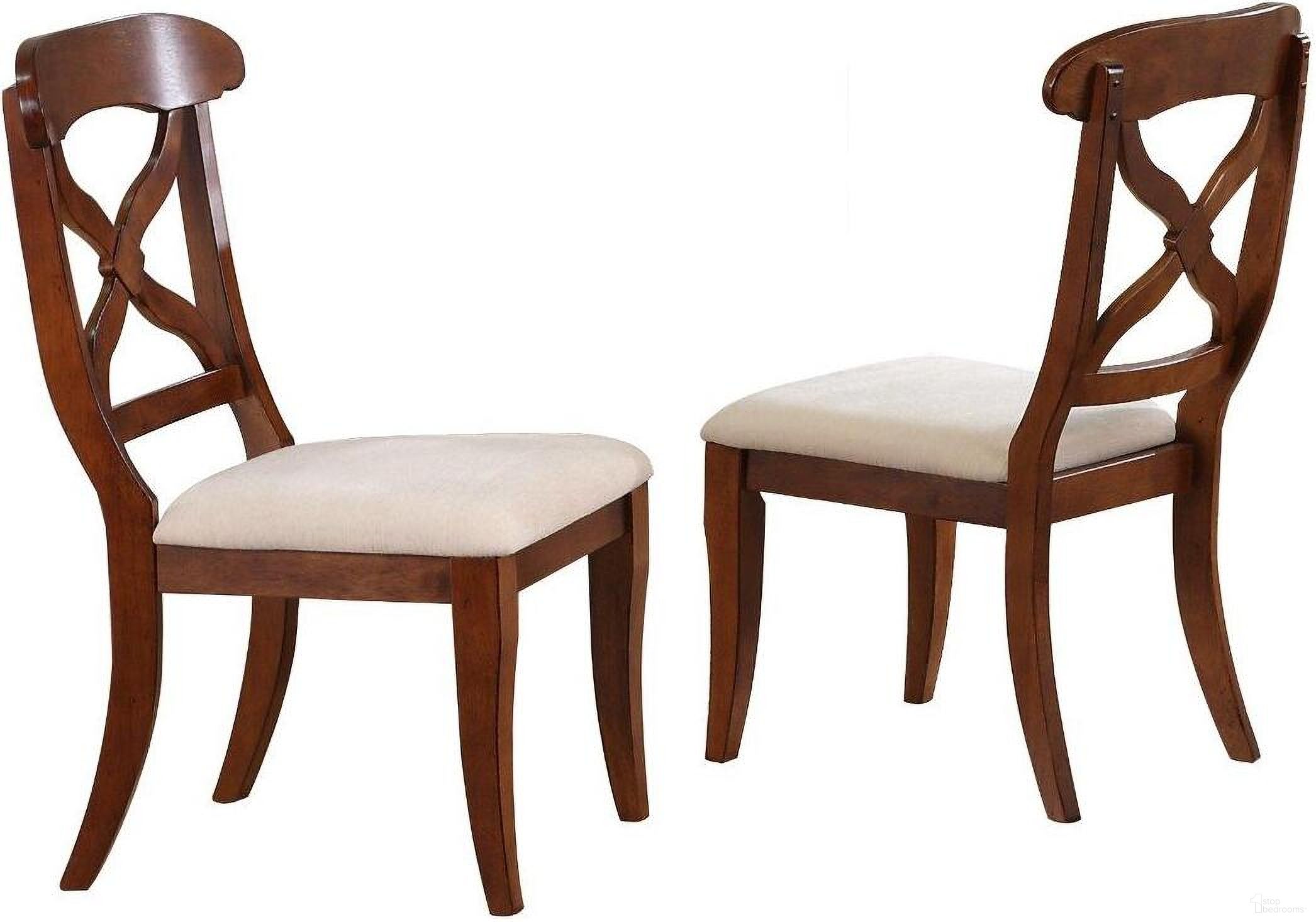 The appearance of Andrews Chestnut Brown Dining Chair Set of 2 designed by Sunset Trading in the traditional interior design. This chestnut brown piece of furniture  was selected by 1StopBedrooms from Andrews Collection to add a touch of cosiness and style into your home. Sku: DLU-ADW-C12-CT-2. Material: Wood. Chair Type: Side Chair.