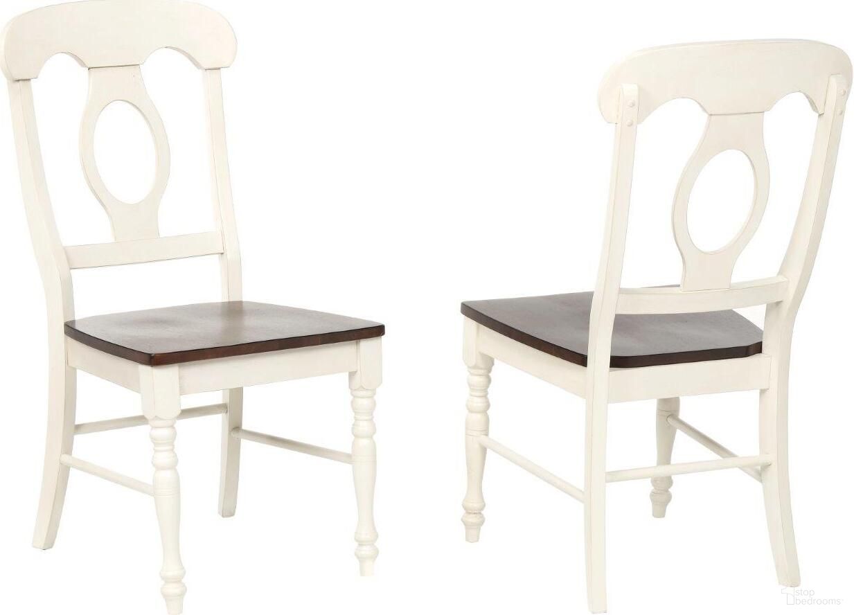 The appearance of Andrews Napoleon Dining Chair Set of 2 In Antique White and Chestnut designed by Sunset Trading in the traditional interior design. This antique white and chestnut piece of furniture was selected by 1StopBedrooms from Andrews Collection to add a touch of cosiness and style into your home. Sku: DLU-ADW-C50-AW-2. Material: Wood. Chair Type: Side Chair.
