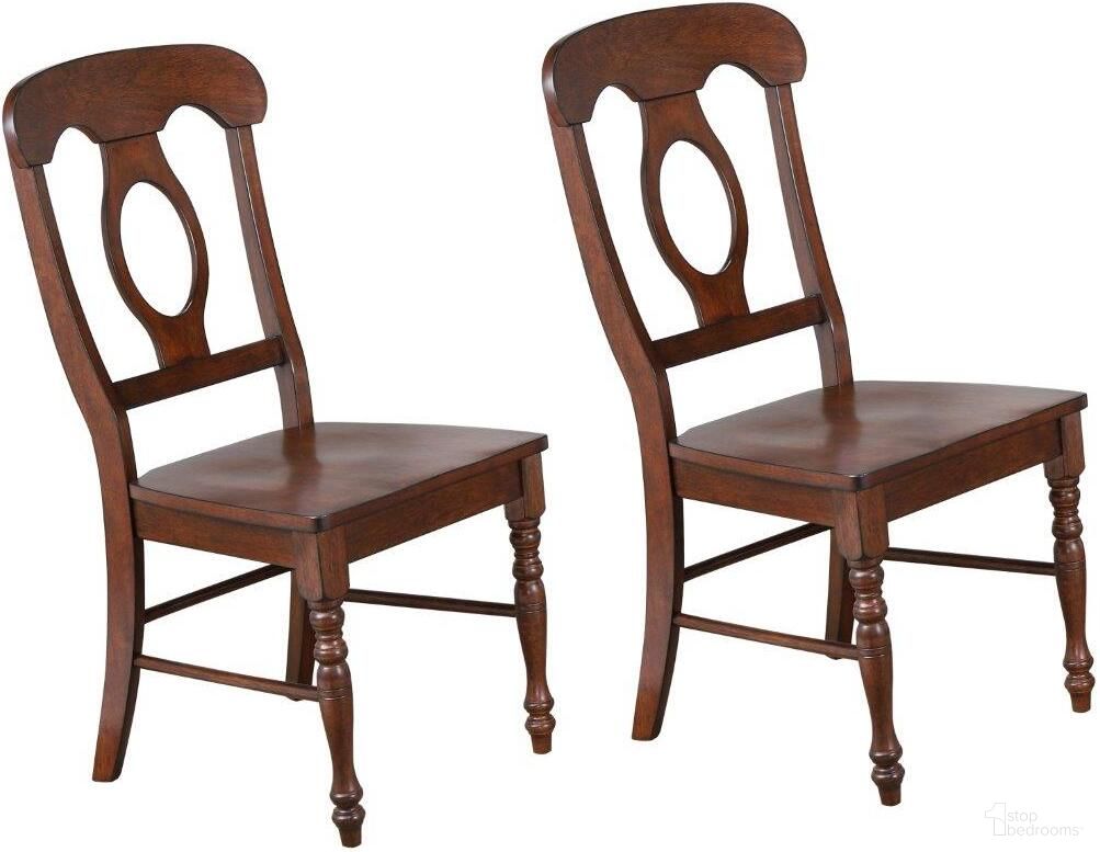 The appearance of Andrews Napoleon Dining Chair Set of 2 In Chestnut Brown designed by Sunset Trading in the traditional interior design. This chestnut brown piece of furniture was selected by 1StopBedrooms from Andrews Collection to add a touch of cosiness and style into your home. Sku: DLU-ADW-C50-CT-2. Material: Wood. Chair Type: Side Chair.