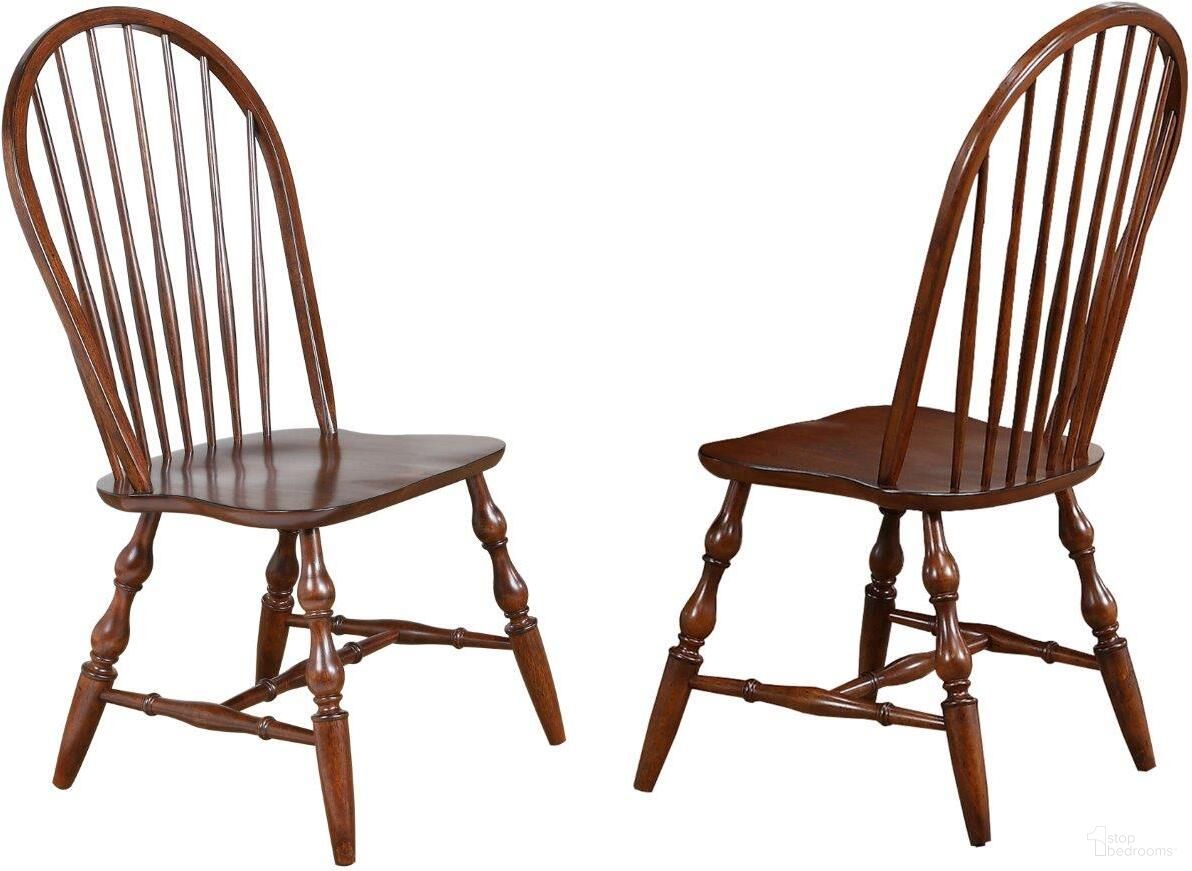 The appearance of Andrews Windsor Spindleback Dining Chair Set of 2 In Chestnut Brown designed by Sunset Trading in the modern / contemporary interior design. This chestnut brown piece of furniture  was selected by 1StopBedrooms from Andrews Collection to add a touch of cosiness and style into your home. Sku: DLU-C30-CT-2. Material: Wood. Chair Type: Side Chair.
