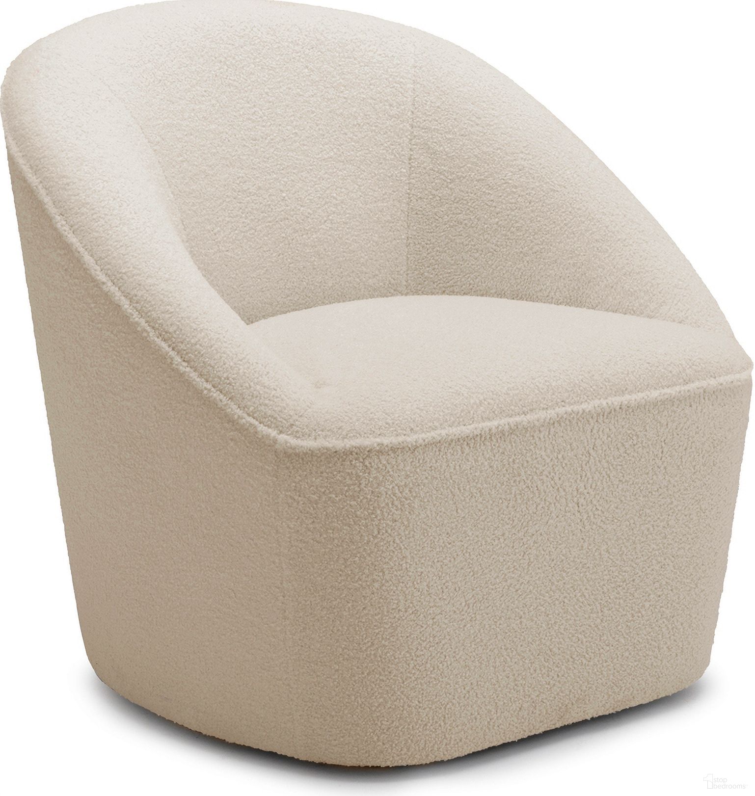 The appearance of Andria Boucle Swivel Chair In Milky White designed by Comfort Pointe in the coastal interior design. This milky white piece of furniture  was selected by 1StopBedrooms from Andria Collection to add a touch of cosiness and style into your home. Sku: 8086-06. Material: Boucle.