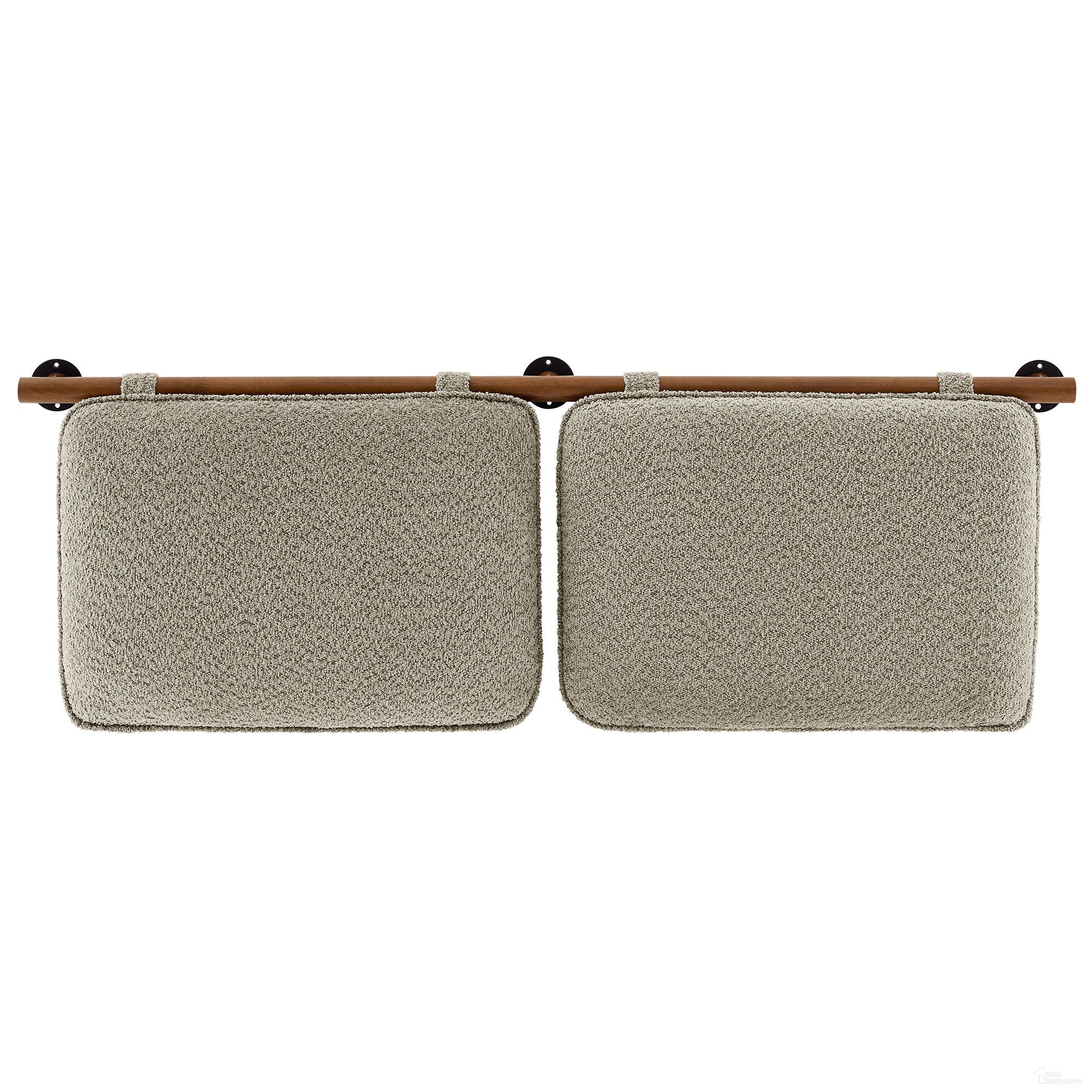 The appearance of Anela Wall-Mounted Chenille Upholstered King Headboard In Oatmeal and Walnut designed by Modway in the modern / contemporary interior design. This oatmeal/walnut piece of furniture  was selected by 1StopBedrooms from Anela Collection to add a touch of cosiness and style into your home. Sku: MOD-7213-OAT-WAL. Bed Size: King. Material: Chenille.