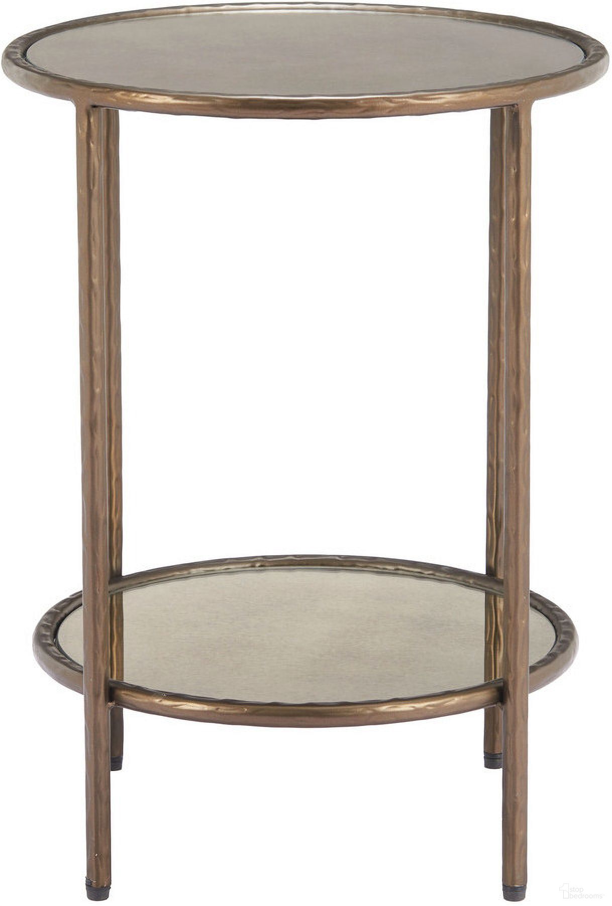 The appearance of Anelli Side Table In Bronze designed by Zuo Modern in the modern / contemporary interior design. This bronze piece of furniture  was selected by 1StopBedrooms from Anelli Collection to add a touch of cosiness and style into your home. Sku: 110535. Material: Glass.