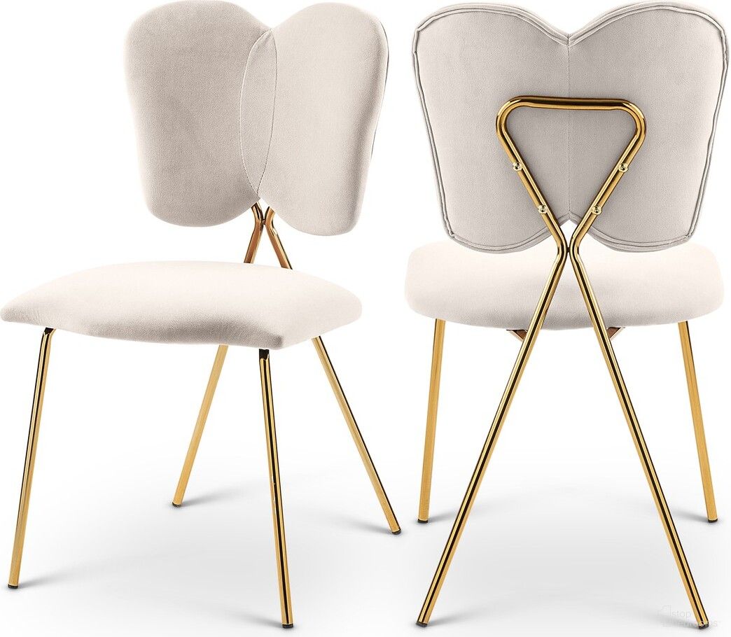 Angel Velvet Dining Chair Set of 2 In Cream