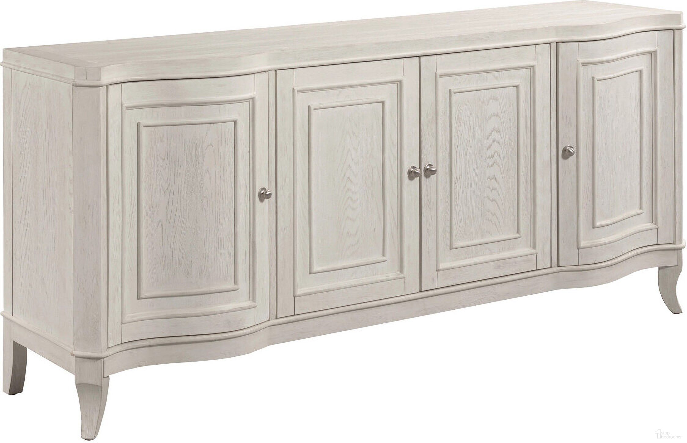 The appearance of Angeline Entertainment Console In Eggshell designed by American Drew in the transitional interior design. This eggshell piece of furniture  was selected by 1StopBedrooms from Harmony Collection to add a touch of cosiness and style into your home. Sku: 266-585. Material: Wood.