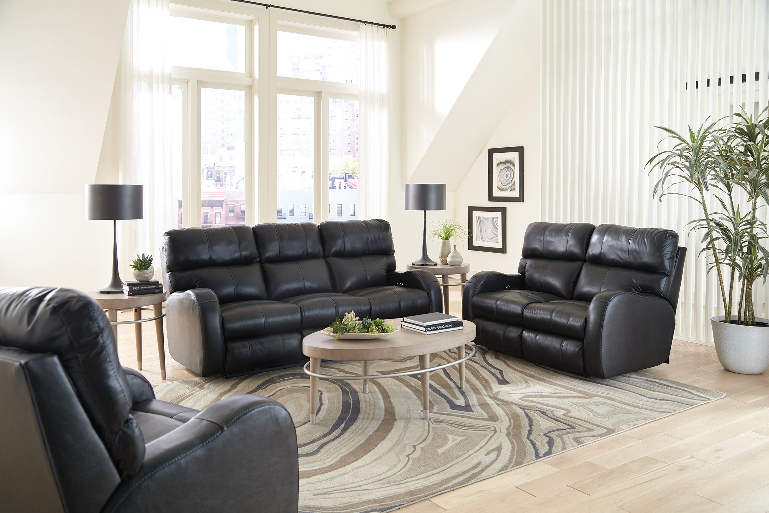 The appearance of Angelo Italian Leather Match Power Reclining Living Room Set In Black designed by Catnapper in the traditional interior design. This black piece of furniture was selected by 1StopBedrooms from Angelo Collection to add a touch of cosiness and style into your home. Sku: 64461127388307388;64462127388307388. Material: Leather Match.