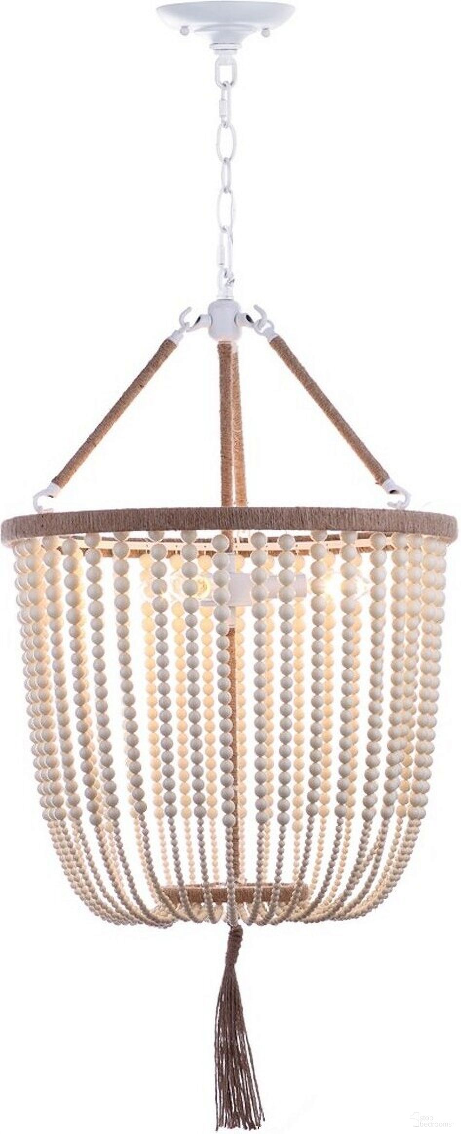 The appearance of Angie 3-Light Cream Beaded Pendant designed by Safavieh in the modern / contemporary interior design. This cream piece of furniture  was selected by 1StopBedrooms from Angie Collection to add a touch of cosiness and style into your home. Sku: LIT4476A. Material: Acrylic.