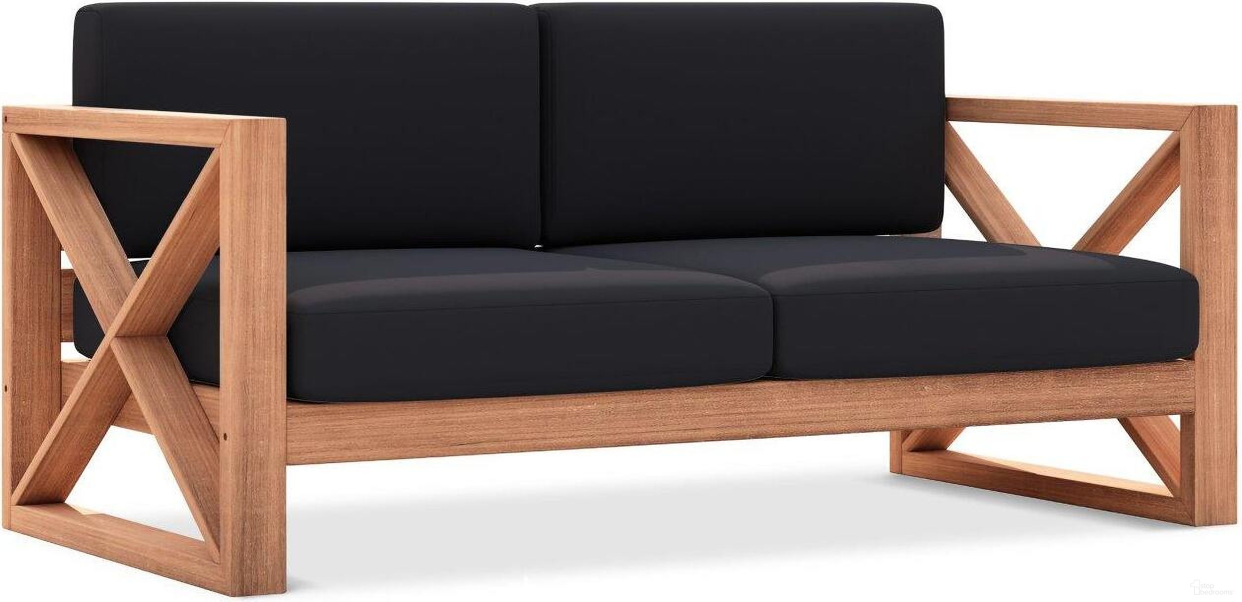 The appearance of Anguilla Water Resistant Fabric Outdoor Loveseat In Black designed by Meridian in the modern / contemporary interior design. This black piece of furniture was selected by 1StopBedrooms from Anguilla Collection to add a touch of cosiness and style into your home. Sku: 352Black-L. Material: Wood.