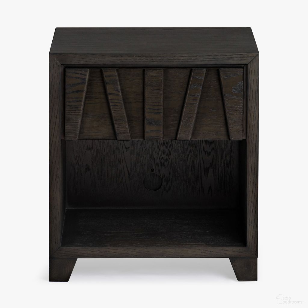 The appearance of Anila Oak Nightstand In Charcoal designed by Co. House Designs in the modern / contemporary interior design. This charcoal piece of furniture was selected by 1StopBedrooms from Anila Collection to add a touch of cosiness and style into your home. Sku: CH-1002633-VN22-FN-BD-NS-BK. Material: Solid Oak.