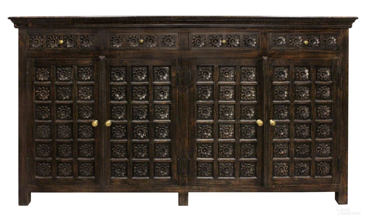 The appearance of Anisa 4-Door 4-Drawer Sideboard In Antique Black designed by Moti in the traditional interior design. This antique black piece of furniture was selected by 1StopBedrooms from Carter Collection to add a touch of cosiness and style into your home. Sku: 43009056. Material: Mango Wood.