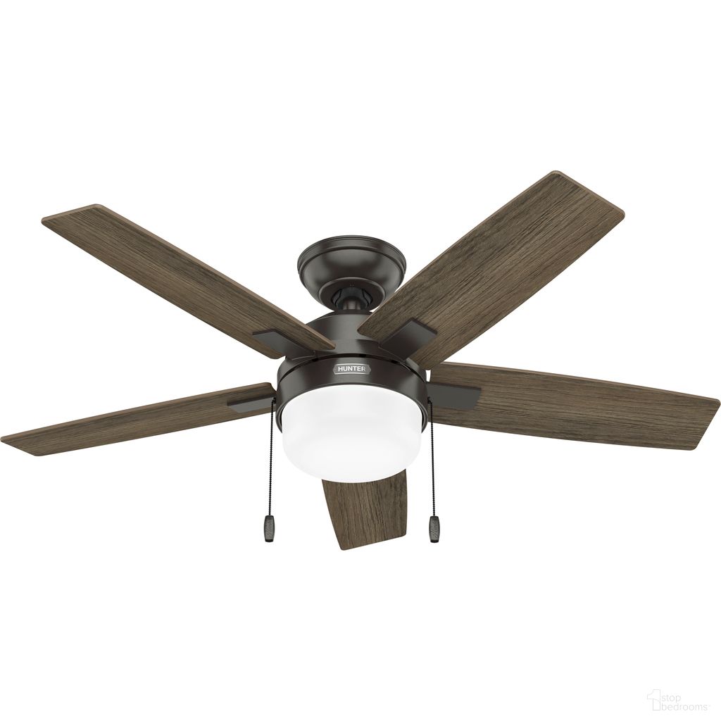 Anisten 44 Inch Ceiling Fan with LED Light Kit and Pull Chain In Noble Bronze and Warm Grey Oak