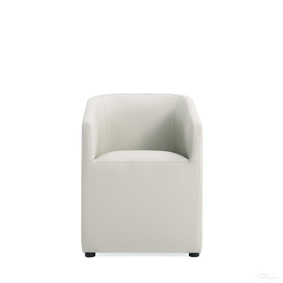 Anna Round Faux Leather Dining Armchair In Light Stone Grey