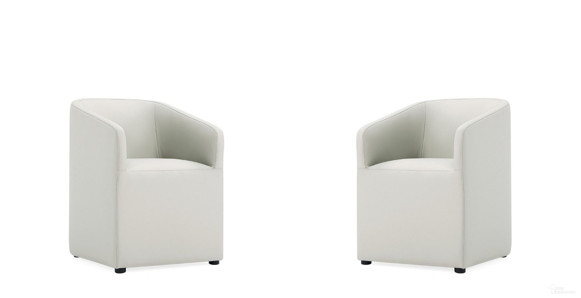 Anna Round Faux Leather Dining Chair Set of 2 In Light Stone Grey