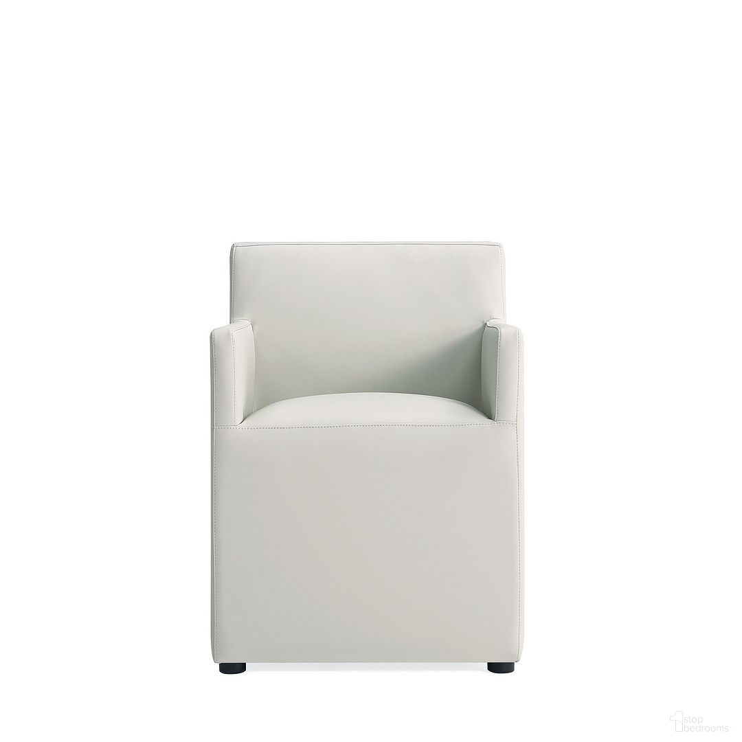 Anna Square Faux Leather Dining Armchair In Light Stone Grey