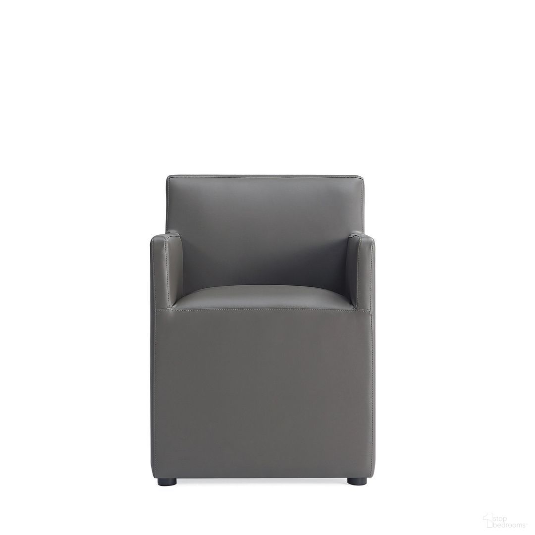 Anna Square Faux Leather Dining Armchair In Pewter